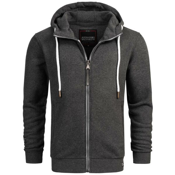 Alessandro Salvarini Herren Sweatjacke Kapuzenpullover Jacke Hoodie Dunkelgrau - Gr. M