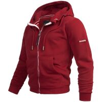 Alessandro Salvarini Herren Sweatjacke Hoodie Langarm Kapuzen Pullover Bordeaux - Gr. L