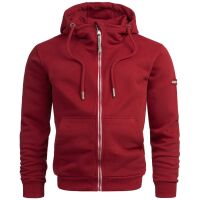 Alessandro Salvarini Herren Sweatjacke Hoodie Langarm Kapuzen Pullover Bordeaux - Gr. L