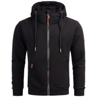 Alessandro Salvarini Herren Kapuzenpullover mit Reißverschluss Hoodie Sweatjacke Schwarz - Gr. S