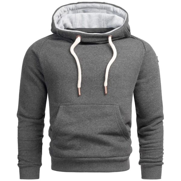 Alessandro Salvarini HerrenSweatshirt Kapuzen Pullover Hoodie Sweater Dunkelgrau - Gr. M