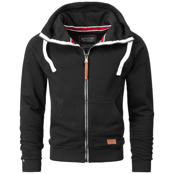 Alessandro Salvarini Herren Kapuzen Pullover Sweatjacke Hoodie Schwarz - Gr. XL