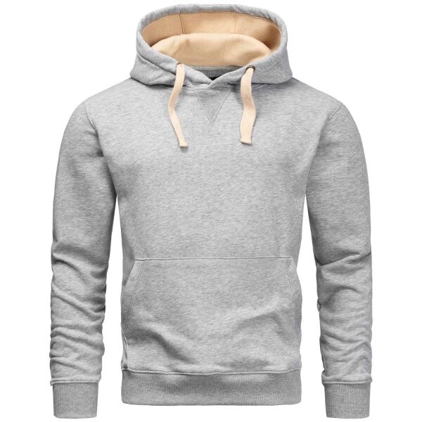 Alessandro Salvarini Herren Hoodie Langarm Sweatshirt Kapuzen Hoodie Hellgrau - Gr. 2XL