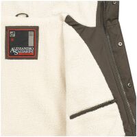 Alessandro Salvarini Herren Winterjacke langer Parka mit Teddyfell - Dunkelgrau-Gr.L