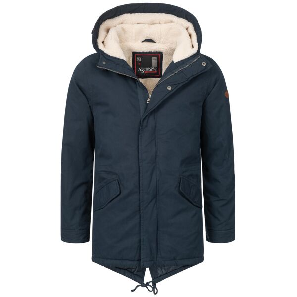 Alessandro Salvarini Herren Winterjacke langer Parka mit Teddyfell - Navy-Gr.S