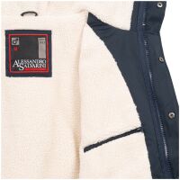 Alessandro Salvarini Herren Winterjacke langer Parka mit Teddyfell - Navy-Gr.L