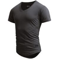 A.Salvarini Herren T-Shirts O077 Dunkelgrau