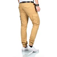 Alessandro Salvarini Herren Cargohose Cargo Stretch Stoff Hose Beige W40 L32