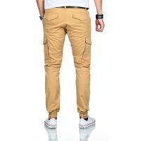 Alessandro Salvarini Herren Cargohose Cargo Stretch Stoff Hose Beige W40 L32
