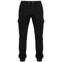 Alessandro Salvarini Herren Designer Cargo Stoff Hose Cargohose Regular Fit NEU O031 Schwarz W32 L32