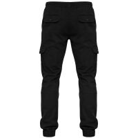 Alessandro Salvarini Herren Designer Cargo Stoff Hose Cargohose Regular Fit NEU O031 Schwarz W32 L32