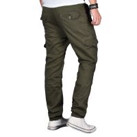 Alessandro Salvarini Herren Designer Cargo Stoff Hose Cargohose Regular Fit NEU O031 Grün W33 L32