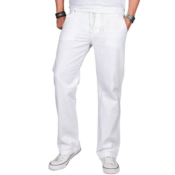 Alessandro Salvarini Herren leichte Sommer Hose O-034 - Weiss-W32-L32