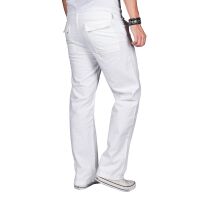 Alessandro Salvarini Herren leichte Sommer Hose O-034 - Weiss-W32-L32