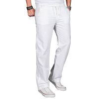 Alessandro Salvarini Herren leichte Sommer Hose O-034 - Weiss-W34-L30