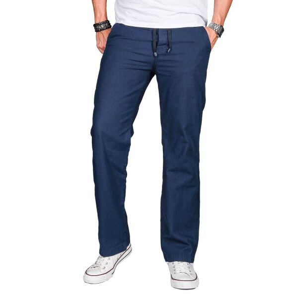Alessandro Salvarini Herren leichte Sommer Hose O-034 - Dunkelblau-W38-L34