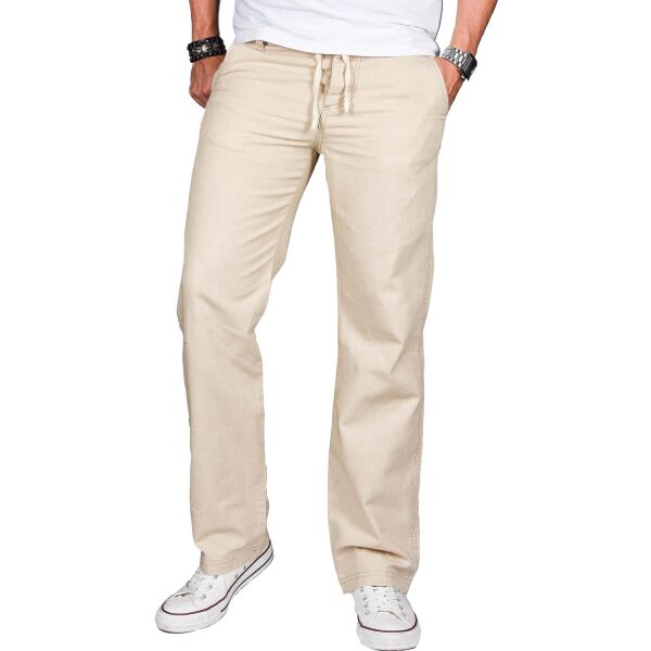 Alessandro Salvarini Herren leichte Sommer Hose O-034 - Beige-W30-L30