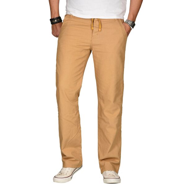 Alessandro Salvarini Herren leichte Sommer Hose O-034 - Camel-W29-L32