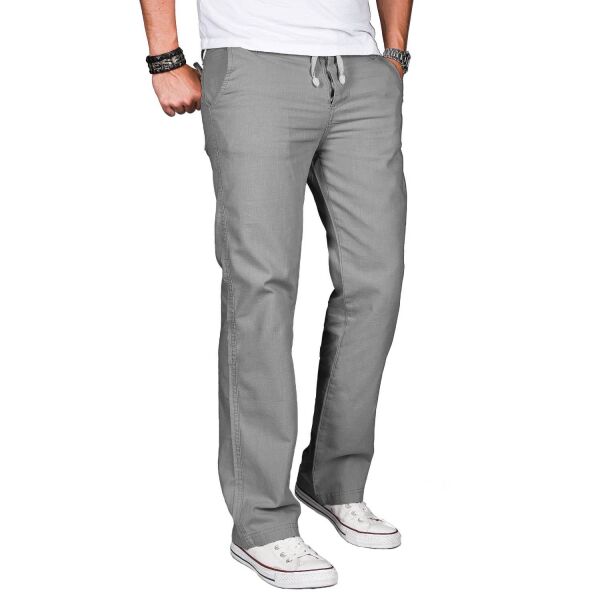 Alessandro Salvarini Herren leichte Sommer Hose O-034 - Hellgrau-W29-L34