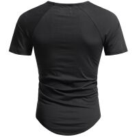 Alessandro Salvarini Herren T-Shirts Rund Hals Shirt Round Neck Schwarz O-076 Schwarz S