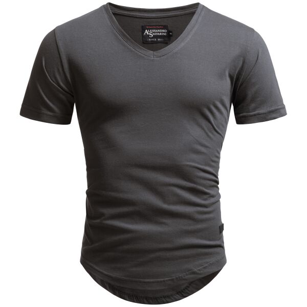 A.Salvarini Herren T-Shirts O077 Dunkelgrau S