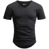 A.Salvarini Herren T-Shirts O077 Schwarz 3XL