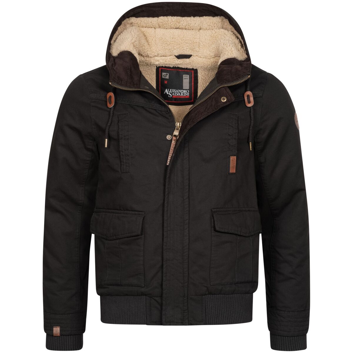Alessandro Salvarini AS192 Felpa Con Cappuccio Uomo In Misto Cotone Nero Taglia L - 3
