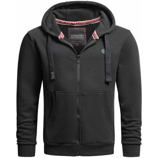 Alessandro Salvarini Herren Sweatjacke O-313 - Schwarz Größe S - Gr. S