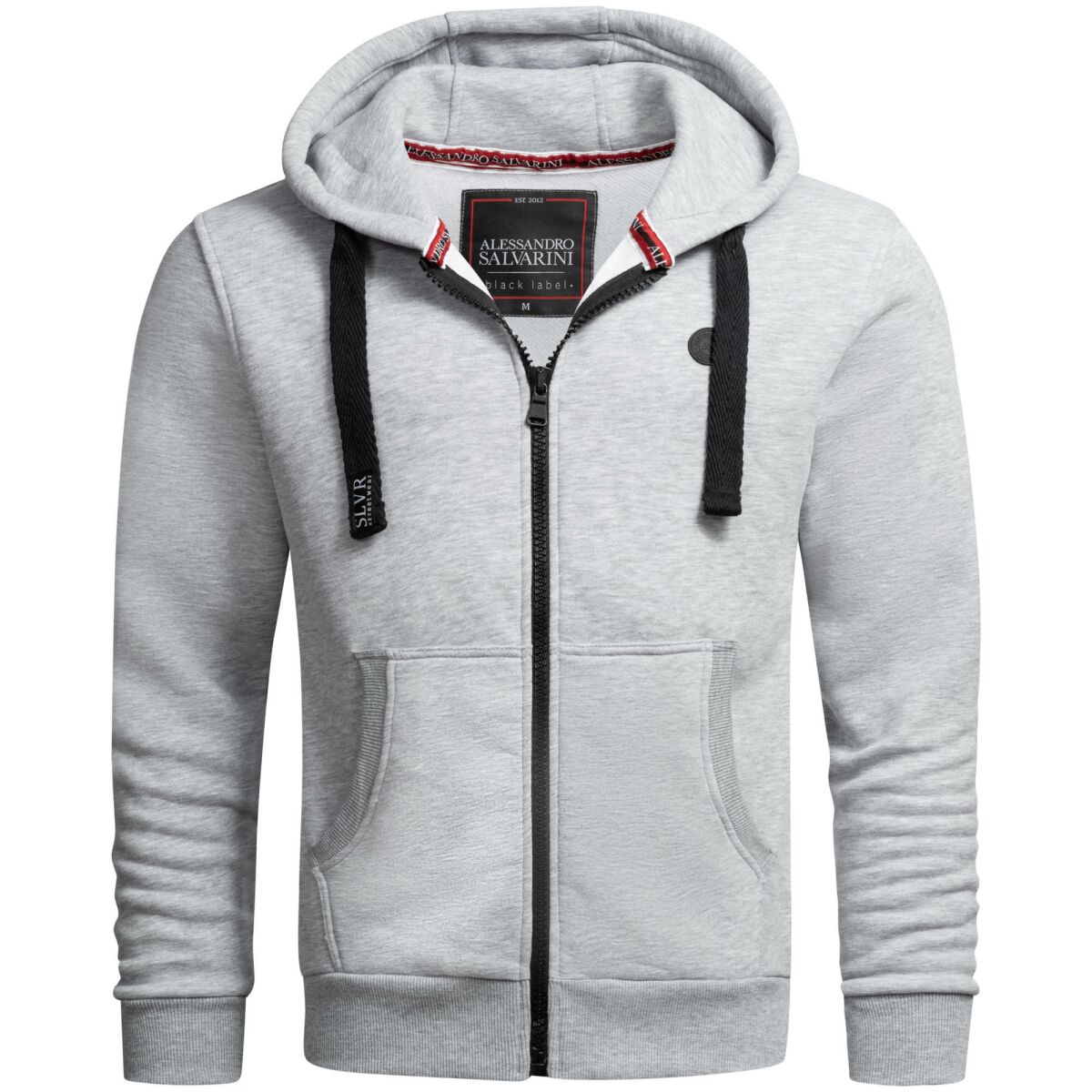 Alessandro Salvarini AS192 Felpa Con Cappuccio Uomo, Nero, Taglia L - Cotone E Poliestere, Zip In Ecopelle
