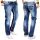 Alessandro Salvarini Herren Jeans dicke Zier Nähte O-011 Blau-W36-L36