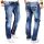 Alessandro Salvarini Herren Jeans dicke Zier Nähte O-011 Blau-W38-L30
