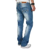 Alessandro Salvarini Herren Jeans dicke Naht O-004  Blau-W32-L30