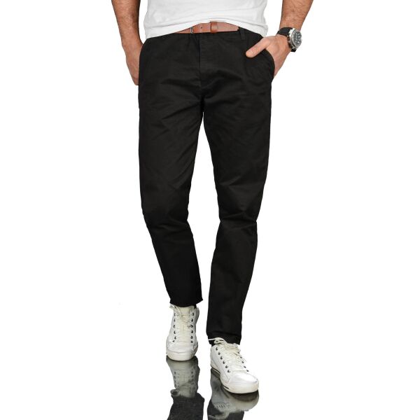 Alessandro Salvarini Herren Chino Stoff Hose Regular Fit Schwarz O095 W30 L34