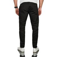 Alessandro Salvarini Herren Chino Stoff Hose Regular Fit Schwarz O095 W30 L34