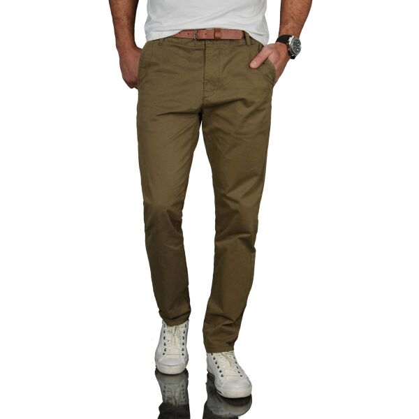Alessandro Salvarini Herren Chino Stoff Hose Regular Fit Olive O095 W30 L34