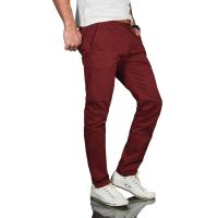 Alessandro Salvarini Herren Designer Chino Stoff Hose Chinohose Regular Fit Bordeaux NEU O095