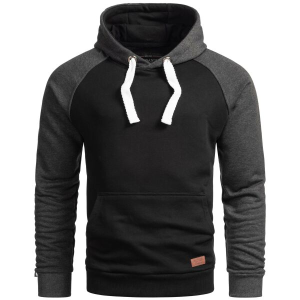 Alessandro Salvarini Herren Kapuzenpullover O-297 - Schwarz-Dunkelgrau-Gr.M