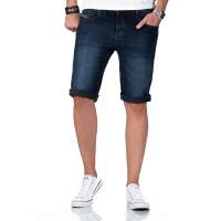 Alessandro Salvarini Herren Jeans Shorts O-382 - Dunkelblau-W30