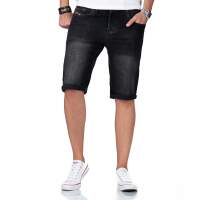 Alessandro Salvarini Herren Jeans Shorts O-383 - Schwarz-W30
