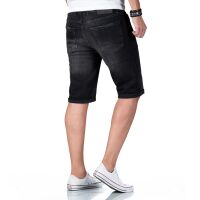 Alessandro Salvarini Herren Jeans Shorts O-383 - Schwarz-W34