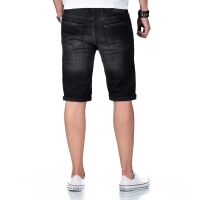 Alessandro Salvarini Herren Jeans Shorts O-383 - Schwarz-W40