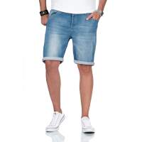 A. Salvarini Herren Jeans Shorts kurze Hose Hellblau O-366 W29