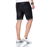 A. Salvarini Herren Jeans Shorts kurze Hose Schwarz O369 W38