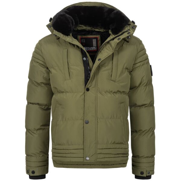 Alessandro Salvarini Herren Winterjacke mit Fellkragen O-281-Olive-Gr.XL