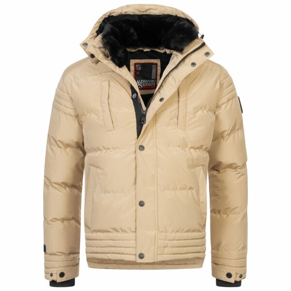 Alessandro Salvarini Herren Winterjacke mit Fellkragen O-281-Beige-Gr.XXL