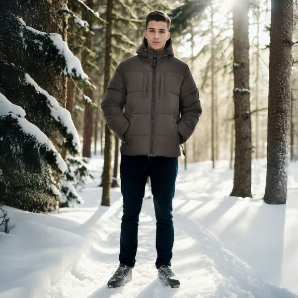Alessandro Salvarini Herren Winter Steppjacke O-422 Dunkelgrau Größe S - Gr. S
