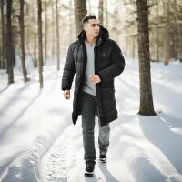 Alessandro Salvarini Herren Winter Parka gesteppt O425 Schwarz Größe L - Gr. L