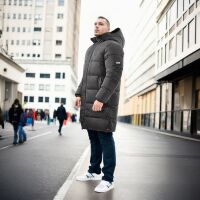 Alessandro Salvarini Herren Winter Parka gesteppt O425 Dunkelgrau Größe L - Gr. L
