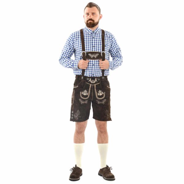 A. Salvarini Herren Trachten Lederhose AS451 Dunkelbraun-Gr. 52