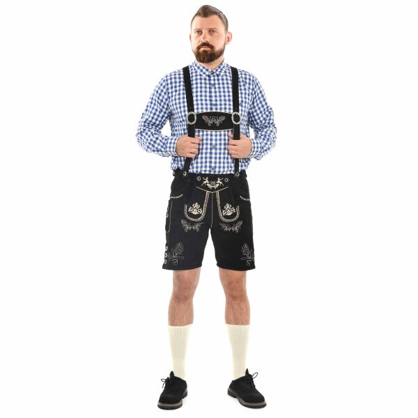 A. Salvarini Herren Trachten Lederhose AS451 Schwarz-Gr. 54
